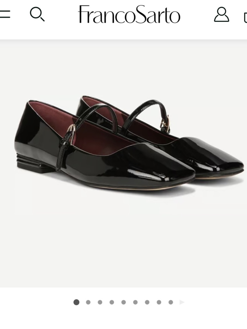 Franco Sarto Black Patent Mary-Jane Pointed Flats